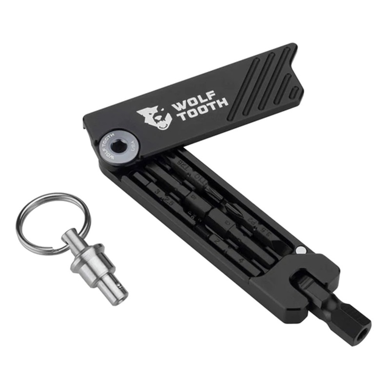 Wolf Tooth 6-Bit Hex Wrench Multi Tool - Black - Orange Bolt - With Keyring