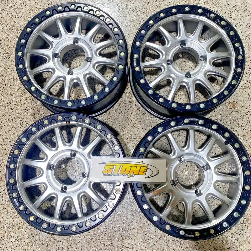 Raceline Alpha Beadlock 17" Wheels Silver ( 25mm) Can-Am Maverick X3 Wheel Set B