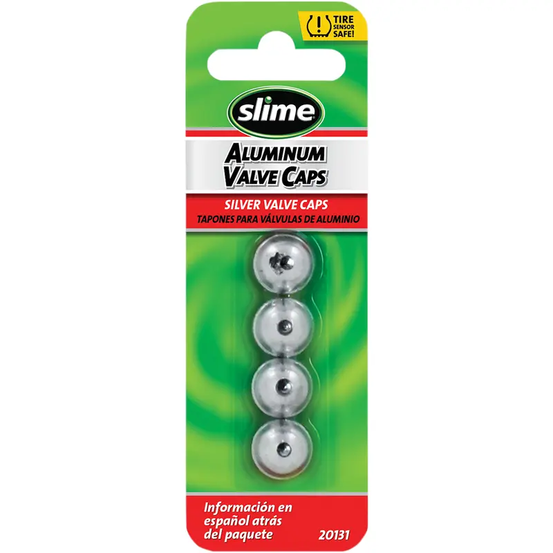 Slime Valve Stem Caps - Silver - 4 Pack