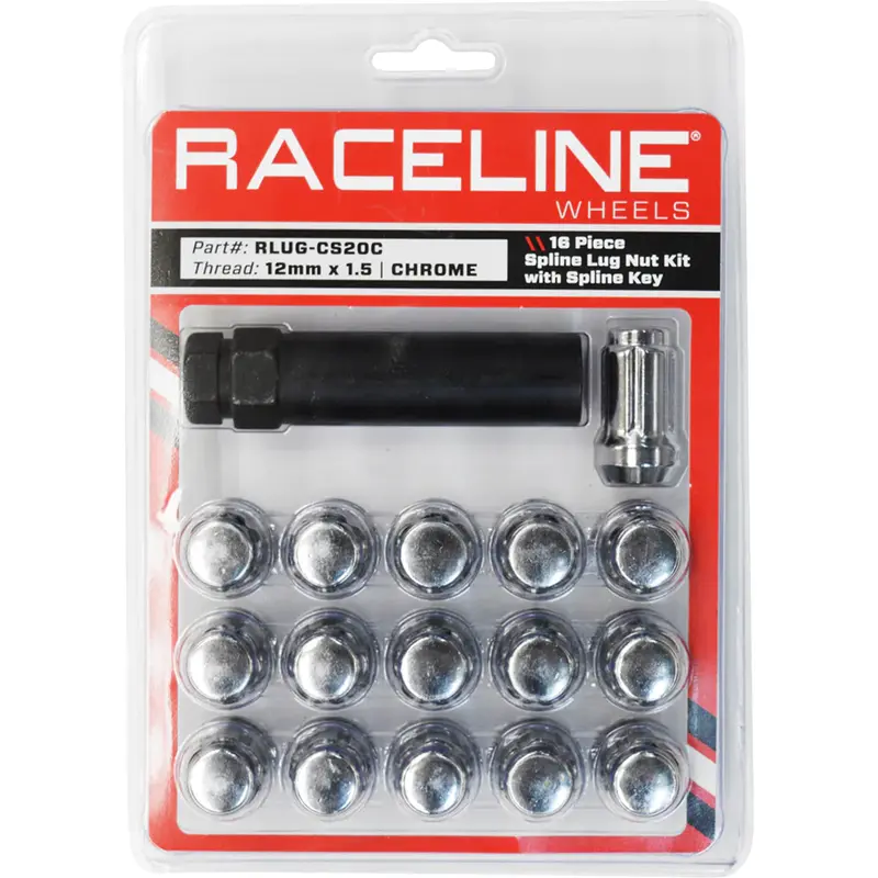 Spline Lug Nut Kit with Spline Key - 16 Pack