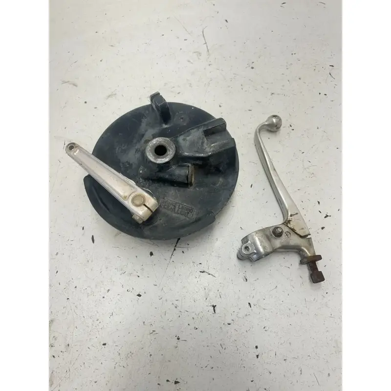 80 1980 Suzuki Ds 250 DS250 OEM GOOD Front Brake Plate Hub Arm Lever Perch