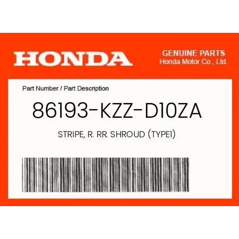 HONDA GENUINE STRIPE, R. RR. SHROUD - 86193-KZZ-D10ZA