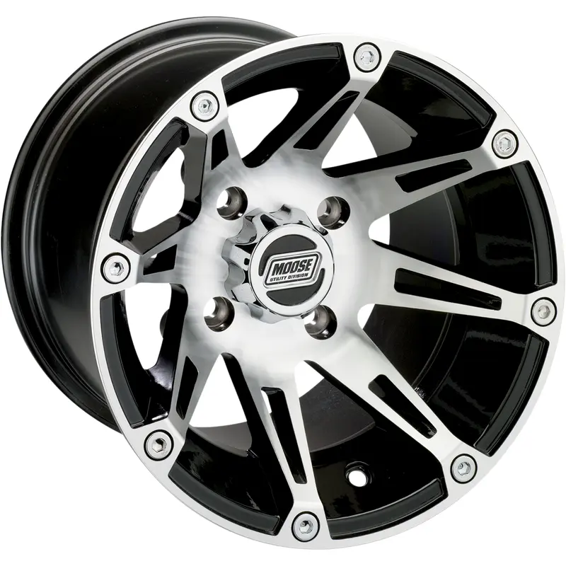 Moose offroad Wheel - 387X - Rear - Machined Black - 14x8 - 4/136 - 4 4 Kawasaki/Can-Am/Honda