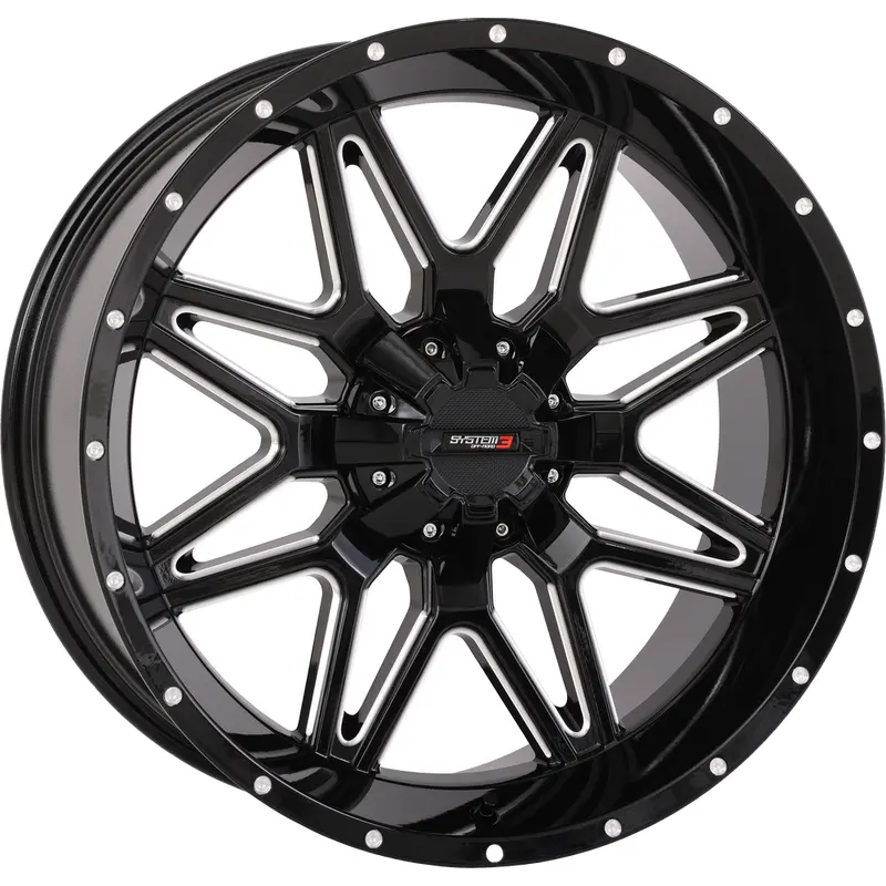 SYSTEM 3 ST7 WHEEL 20X9 5 4 (0MM) 4/137 & 4/156 GLOSS BLK MILLED