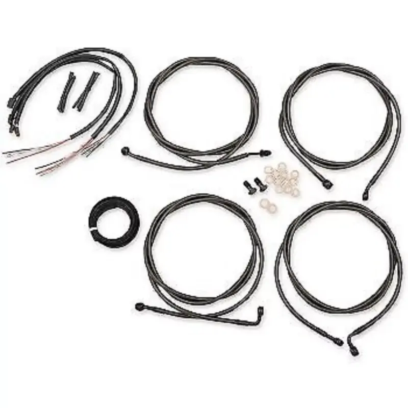 LA CHOPPERS LA-8054KT2-19M Black Midnight Braided Handlebar Cable/Brake Line