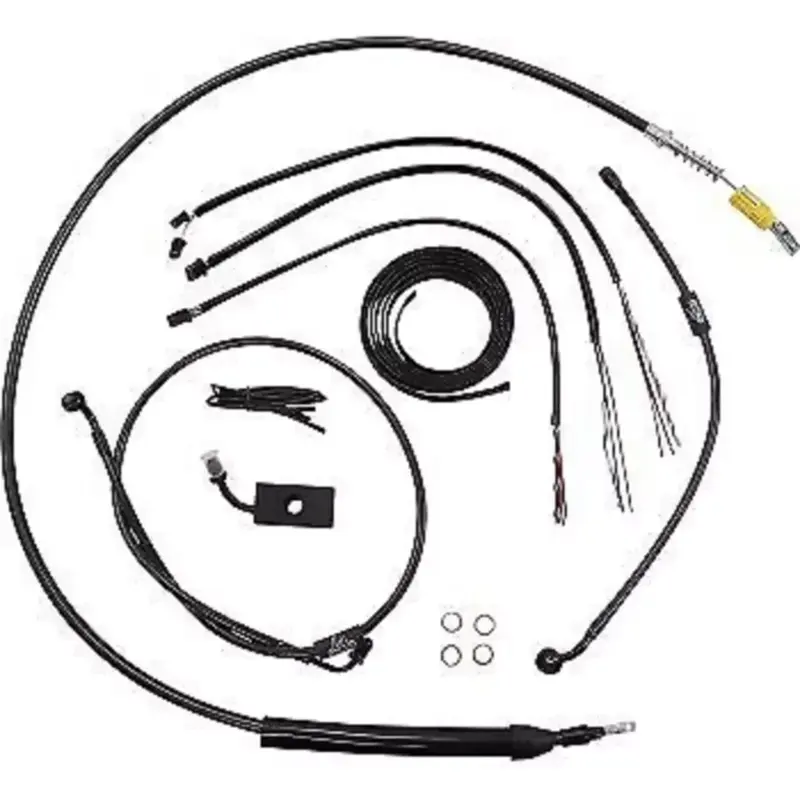 LA CHOPPERS Black Midnight Braided Handlebar Cable/Brake Line Kit