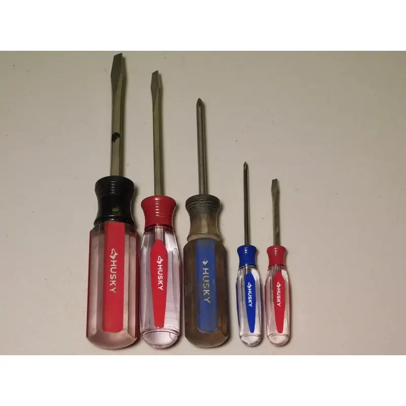 HUSKY SET LOT OF 5 SCREWDRIVERS FLAT SLOTTED PHILLIPS TOOLS SCREW DRIVERS