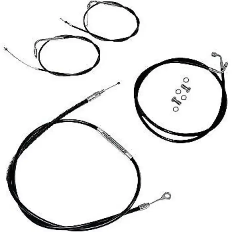 LA CHOPPERS Black Vinyl Braided Handlebar Cable/Brake Line Kit