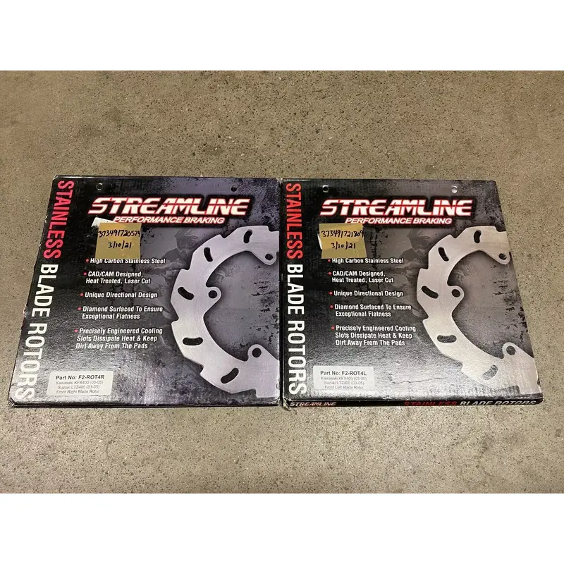 STREAMLINE RIGHT LEFT FRONT BRAKE ROTOR DISC BLADE SUZUKI LTZ400 KAWASAKI KFX400