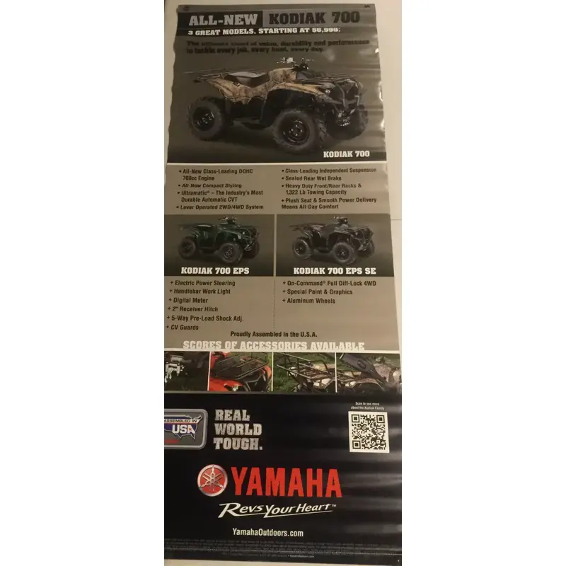 YAMAHA OEM ATV KODIAK 700 VINYL POSTER BANNER DEALERSHIP GARAGE SHOP SIGN