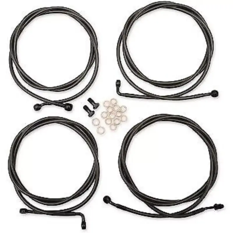 LA CHOPPERS LA-8054KT-13M Black Midnight Braided Handlebar Cable/Brake Kit