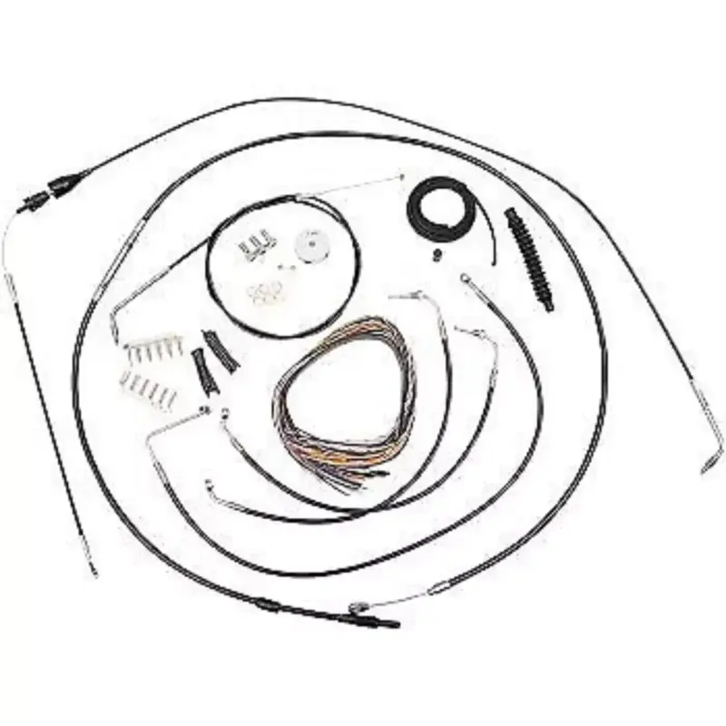 LA CHOPPERS LA-8005KT2A-19B Black Vinyl Braided Handlebar Cable/Brake Line Kit