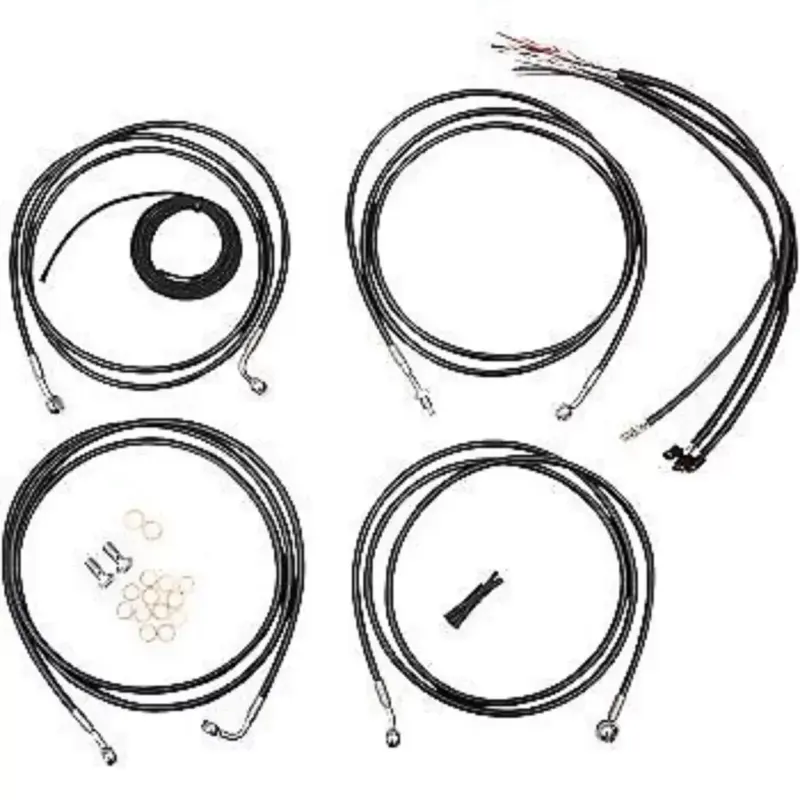 LA CHOPPERS LA-8052KT2-16B Black Vinyl Braided Handlebar Cable/Brake Line Kit