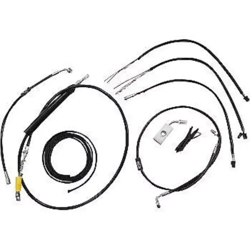LA CHOPPERS LA-8155KT2-19B Complete Black Vinyl Braided Cable/Brake Line Kit