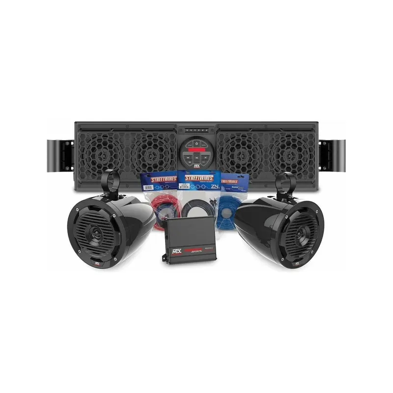 Polaris RZR Bluetooth Overhead Sound Bar with 2 Amplified Cage Mount Speakers