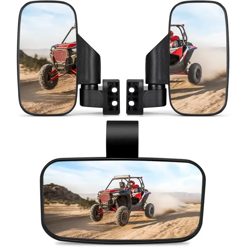 UTV Side Mirrors and Center Mirror with 1.6" to 2" Roll Bar Cage