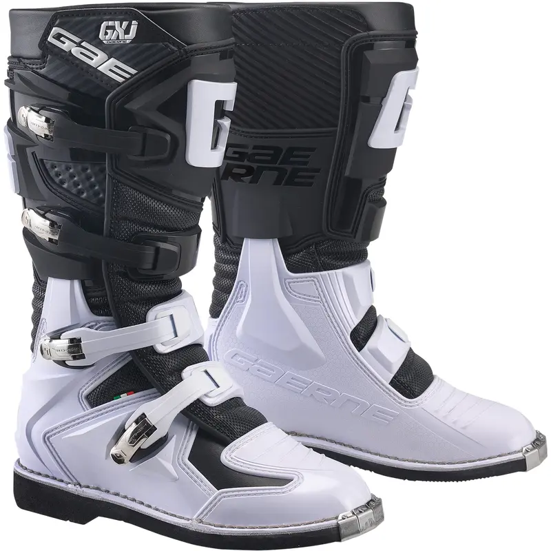 GAERNE Gx J Boots Black/White Sz 04 - Professional MX Boots for Young Riders