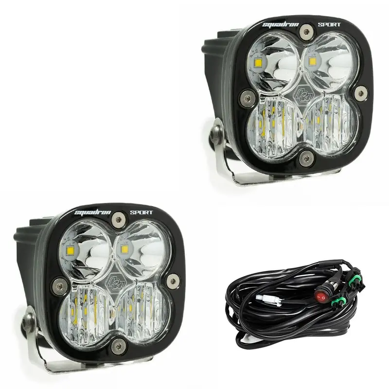 Baja Designs Squadron Sport LED Pair Driving/Combo Lights Kit w/ Wire Harness