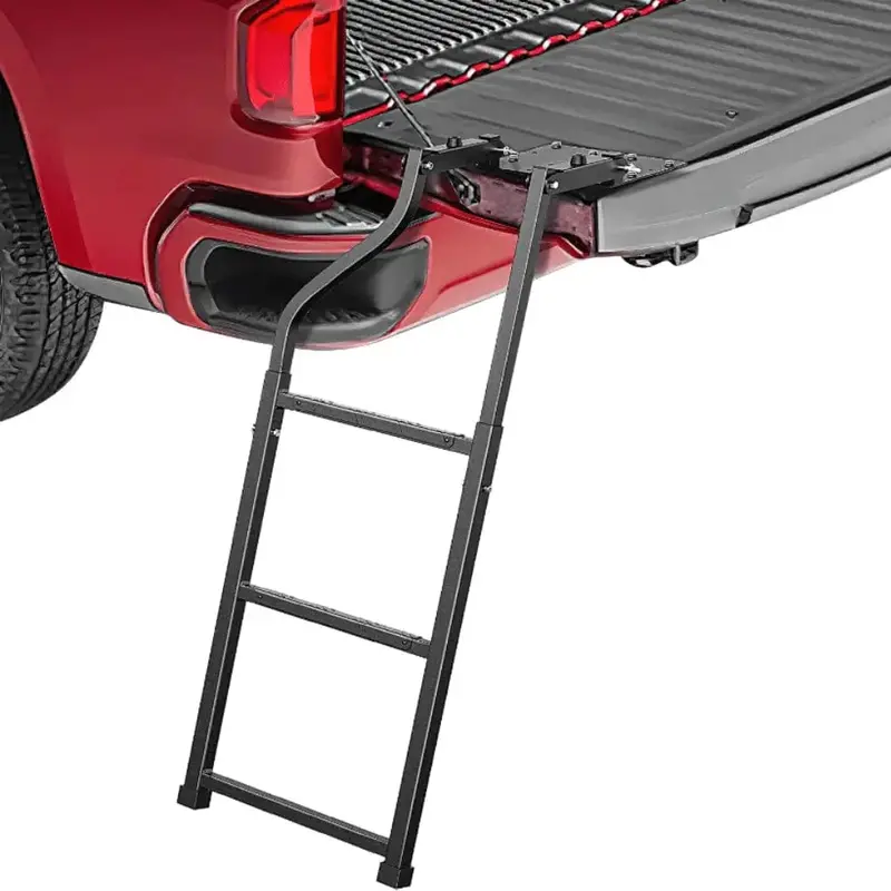 Tailgate Ladder For Pickup with Aluminum Step Grip Plate