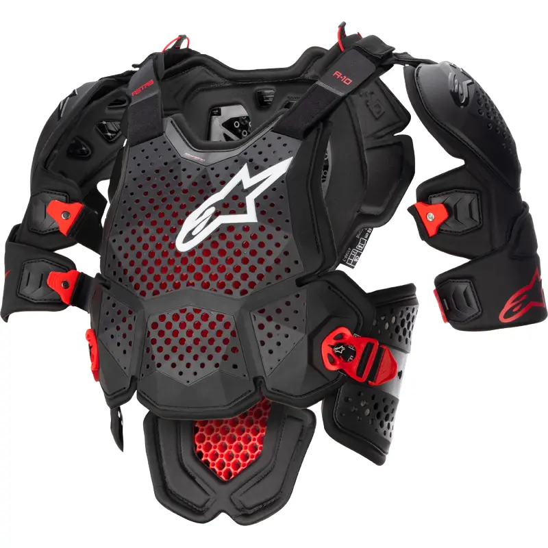A 10 V2 Full Chest Protector Anthracite/Black/Red Md/Lg