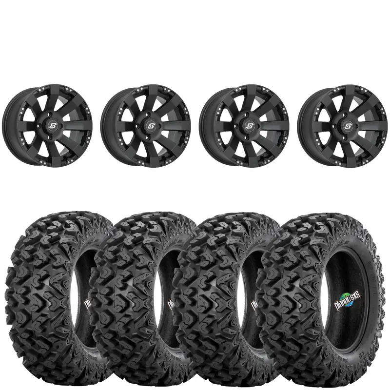 Sedona Spyder Satin Black 4/137 4+3 wheels mounted on Sedona Rip Saw RT