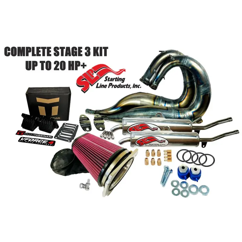 Yamaha Banshee 350 SLP Exhaust Pipes Intake Kit V-Force 4 Reeds Jet CNC Manifold