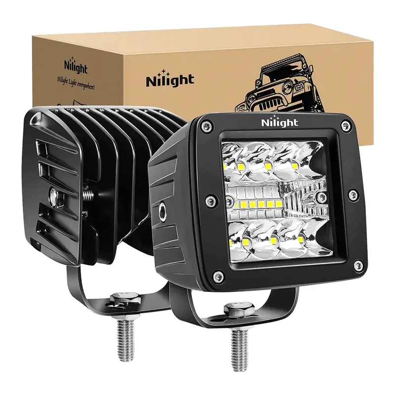 3 Inch 42W Upgraded Triple Row Spot Flood Square LED Pods (Pair)
