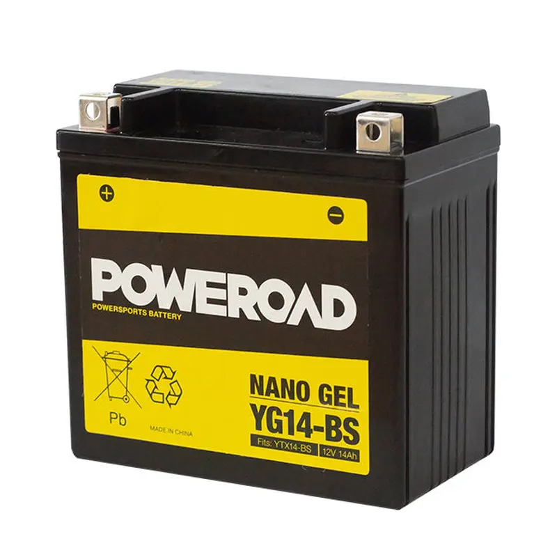 YG14-BS Non-DG Nano Gel Battery^ Poweroad. Alt: YTX14BS (CYG14BS)