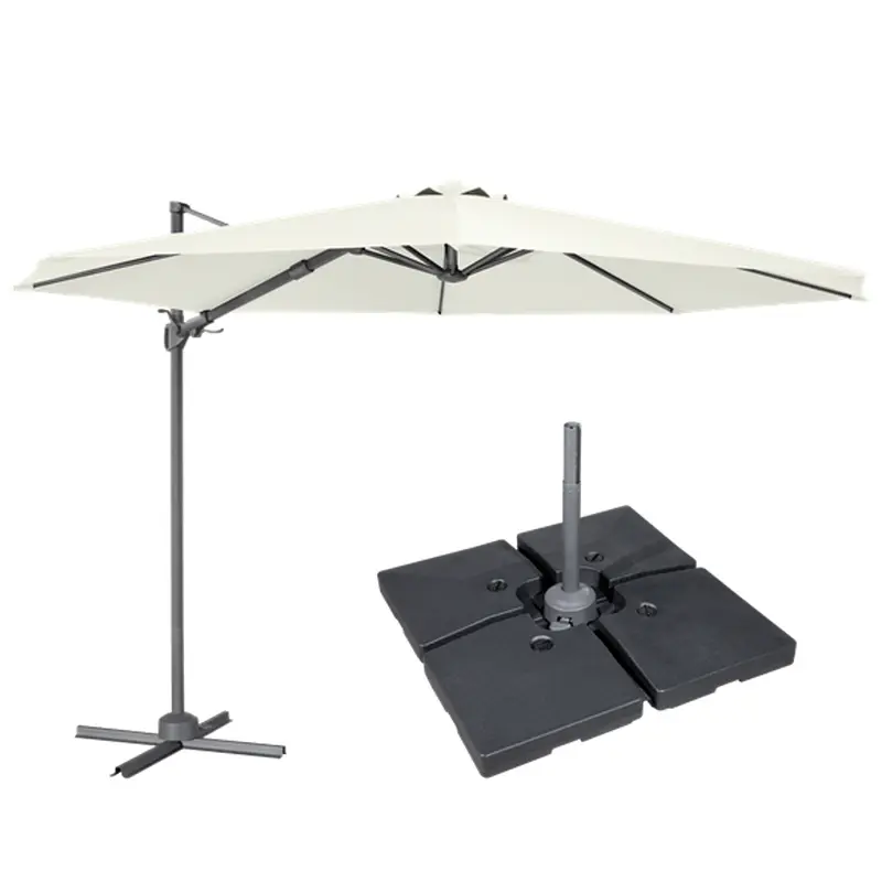 Sealey | Dellonda Cantilever Parasol with 360 Rotation, Tilt, Cover & Base 3m - Cream - DG273