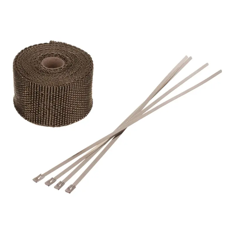 Whites Exhaust Wrap - Gold 50mm x 5m (700C) + 4 Stainless Steel Ties