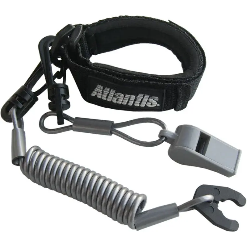 ATLANTIS PRO FLOATING WRIST LANYARD BLACK W/WHISTLE A7459PFW