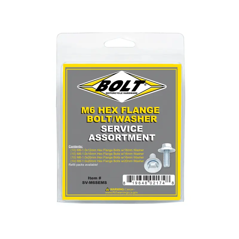 Bolt 8Mm Hex Flange Bolt Assortment W/16Mm Washer 40 Piece Kit | SV-M6SEMS