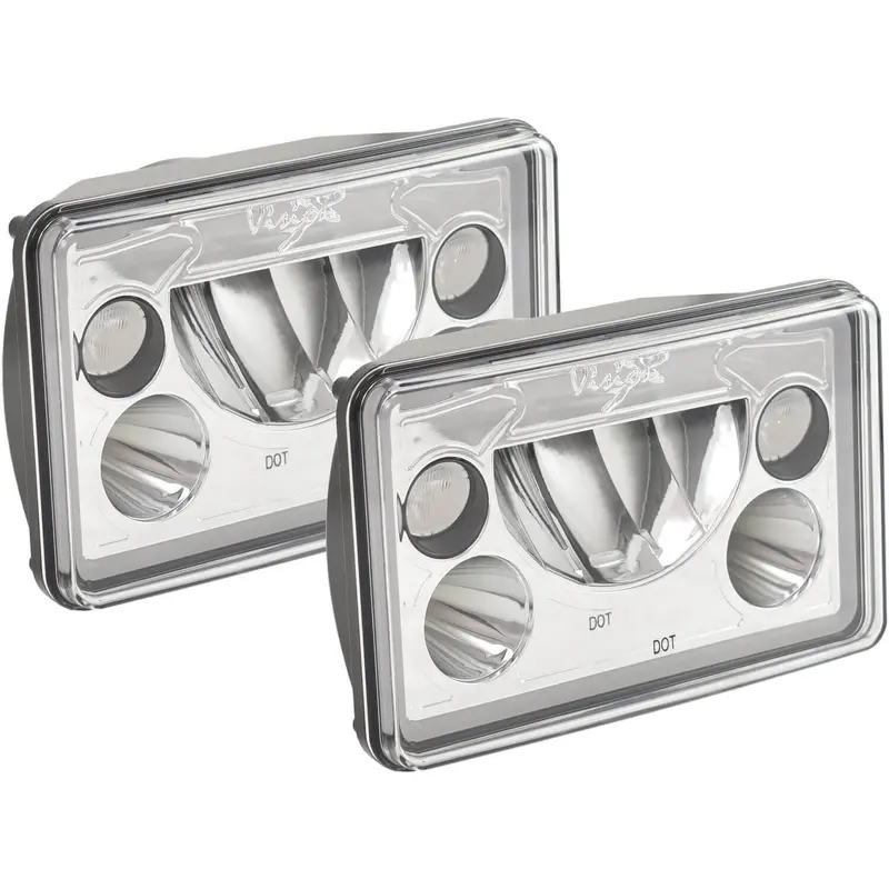 4x6" VX Series LED Headlight Kit - Chrome | White Halo