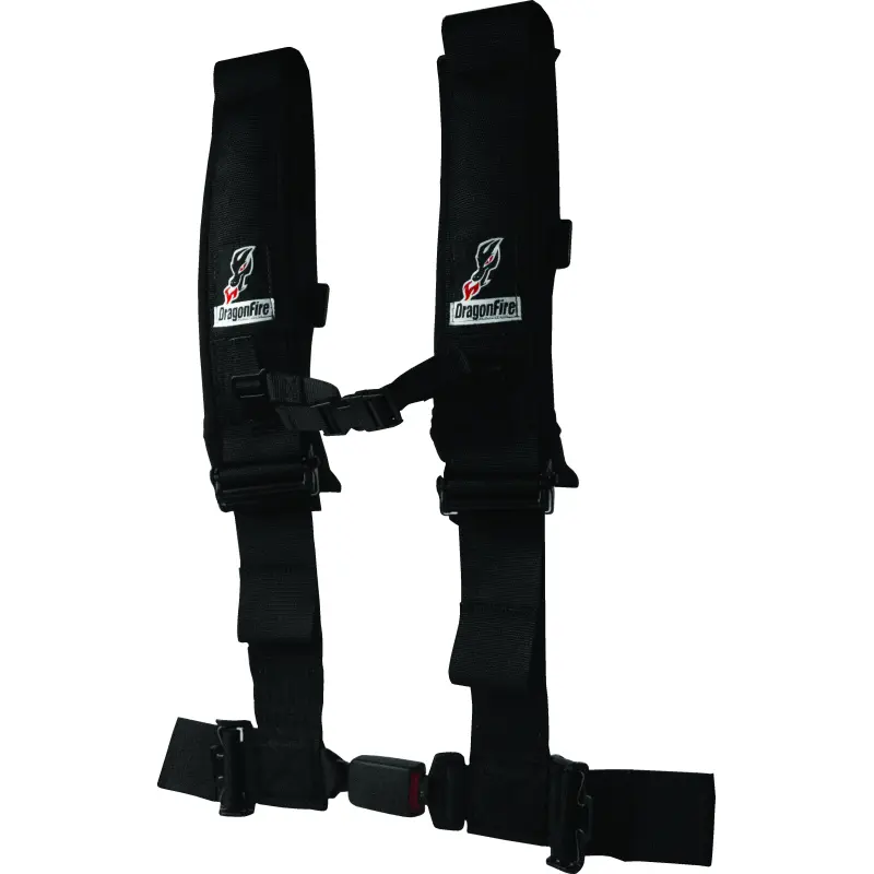 DragonFire Racing Harness H-Style- 4-Point- EZ-Adjust- 3in Buckle- Black