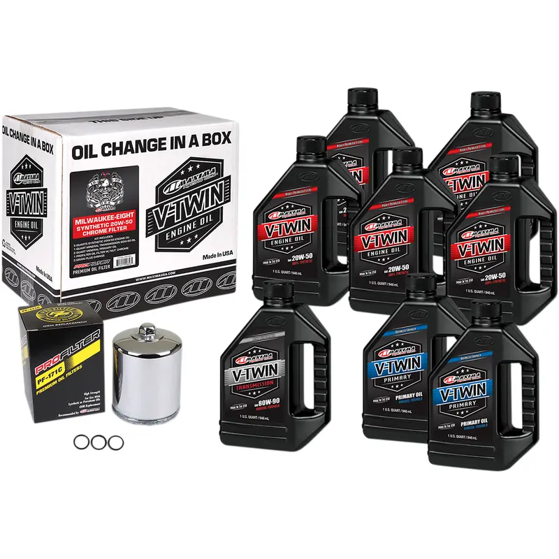 MAXIMA RACING OIL M8 Synthetic 20W-50 Oil Change Kit - Chrome Filter 90-129018PC