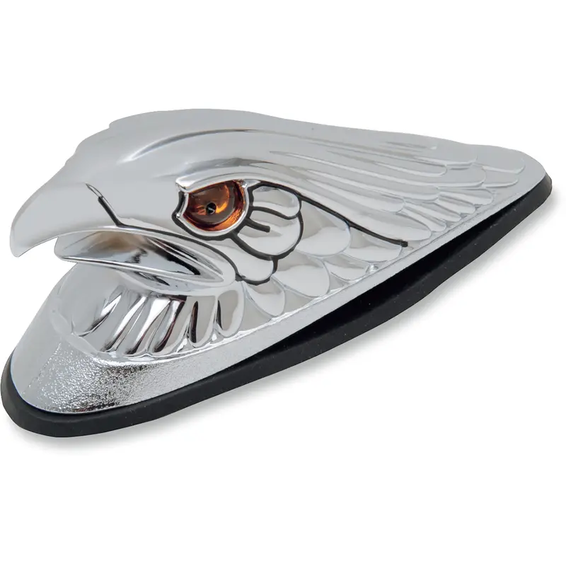 DRAG SPECIALTIES Eagle Head with Lights - Amber Eyes - Large - Chrome 72924