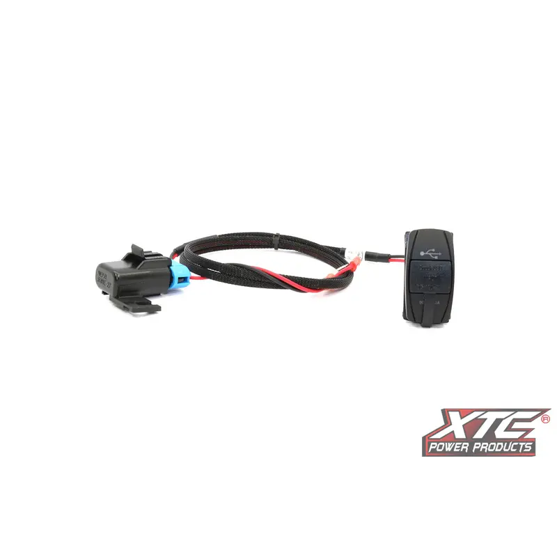 XTC RZR XP Plug & Play Dual USB Power Port DC5V 4.2A w/Blue LED, USB Cover & Harness