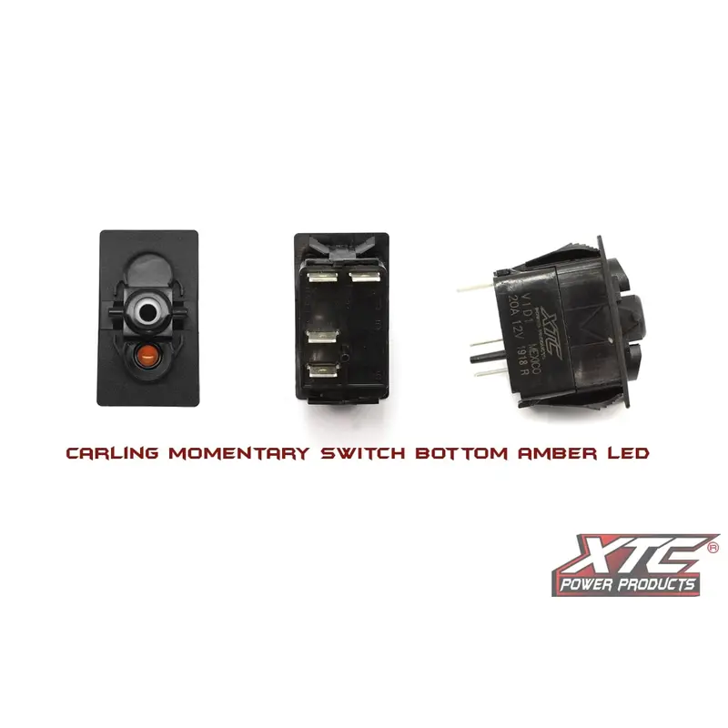 XTC (ON)-OFF SPST Momentary Carling Rocker Switch with Amber Bottom LED