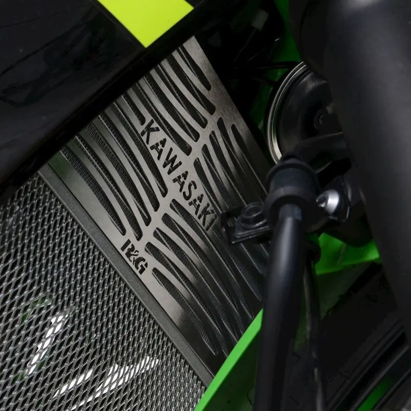 R&G Racing Stainless Steel Branded Radiator Guard For 2019-2024 Kawasaki Ninja 125