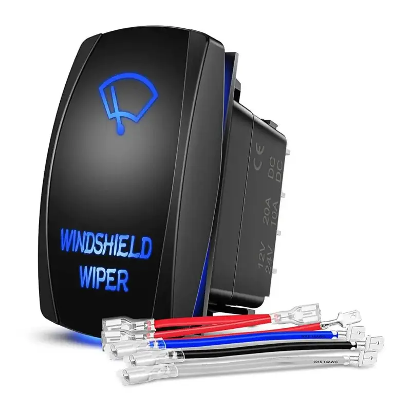 8Pin Laser DPDT Windshield Wiper On/Off Rocker Switch Blue