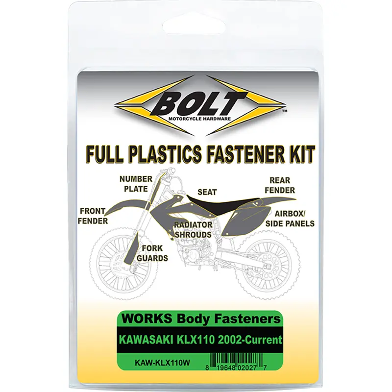 BOLT Body Work Fastener Kit - '02-'25 Kawasaki KLX110 KAW-KLX110W