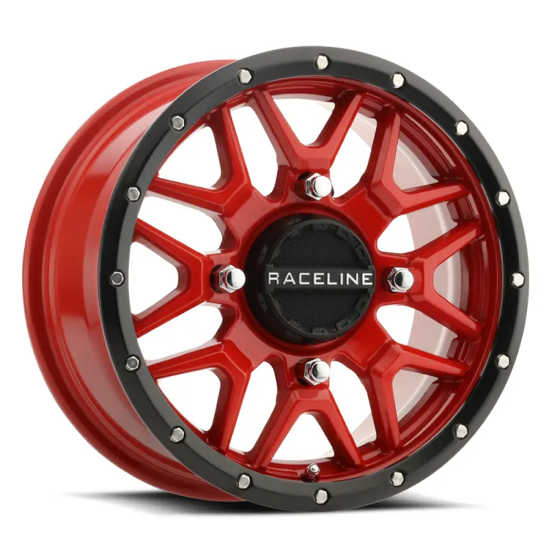 Raceline A94R Krank 15x7in / 4x137 BP / 10mm Offset / 110.18mm Bore - Red & Black Lip Wheel